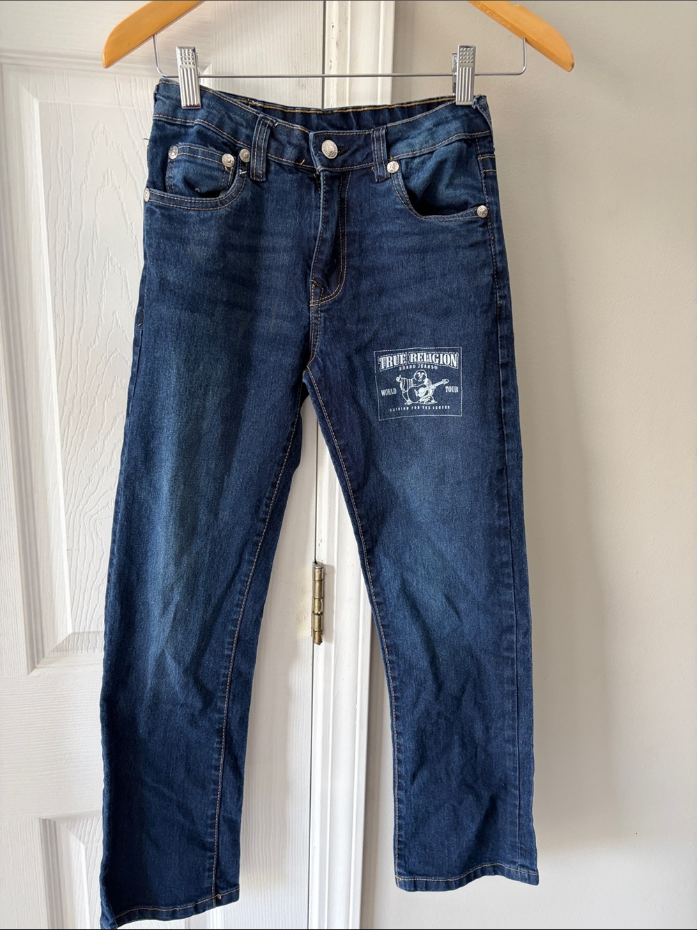 True Religion Men's Indigo Straight-Leg Jeans with Patch